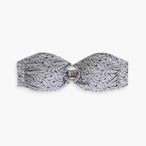 Onia Liberty Leaves Luna Bandeau Black/White bikini top, size L